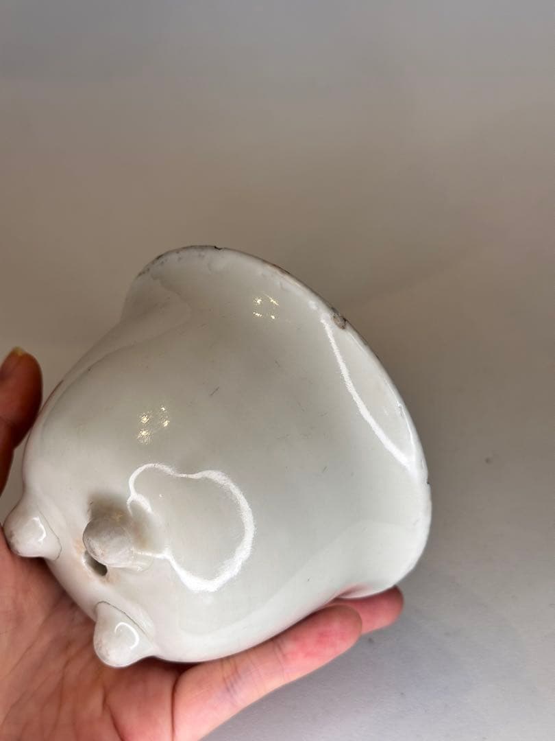 中国 清代 德化窯 白磁 三足 花盆 古陶磁 有傷