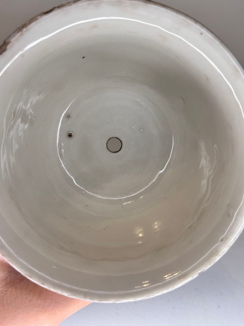 中国 清代 德化窯 白磁 三足 花盆 古陶磁 有傷