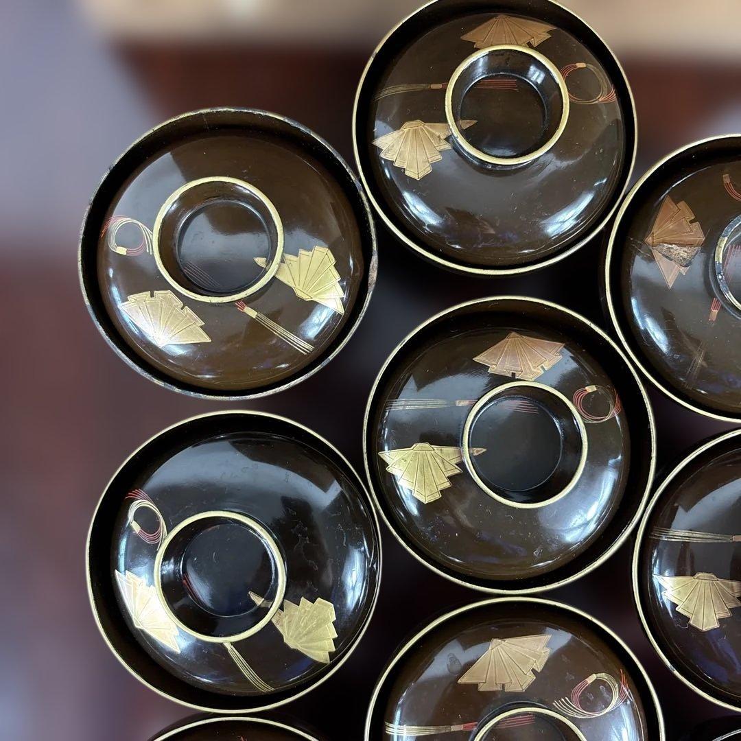 漆器 葉模様 椀 10客セット