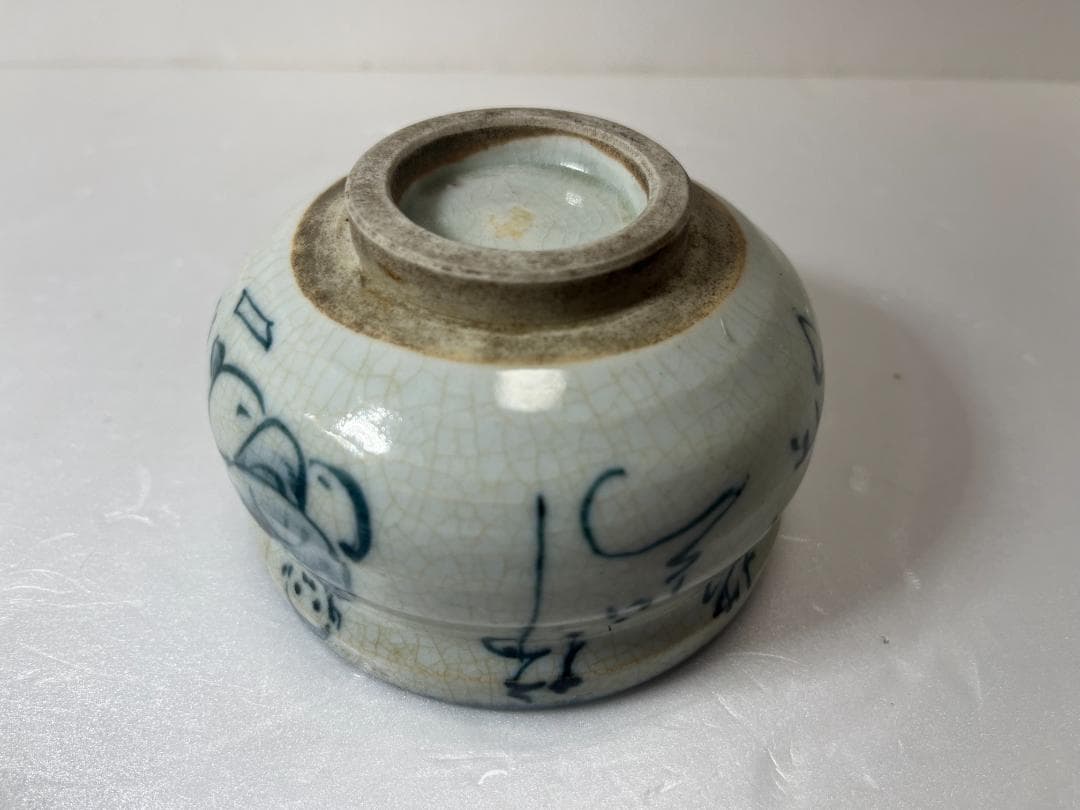 骨董　膳所焼　安南　茶碗　賢人絵　茶道具