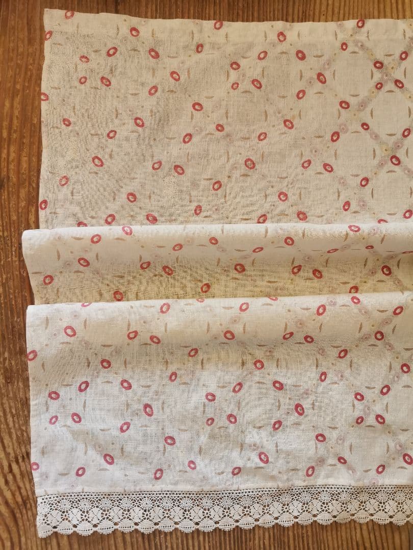 アンティーク トレリスローズ花柄フレンチファブリック レース装飾カーテンパネル