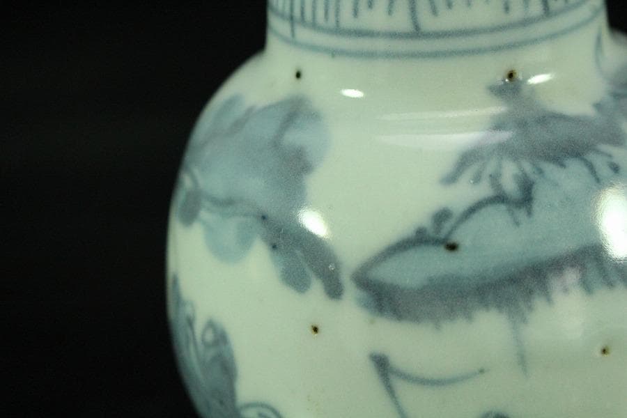 中国美術 古染付 祥瑞 茶入 明時代 唐物 鹿角蓋 茶道具伝来(K-XA856)