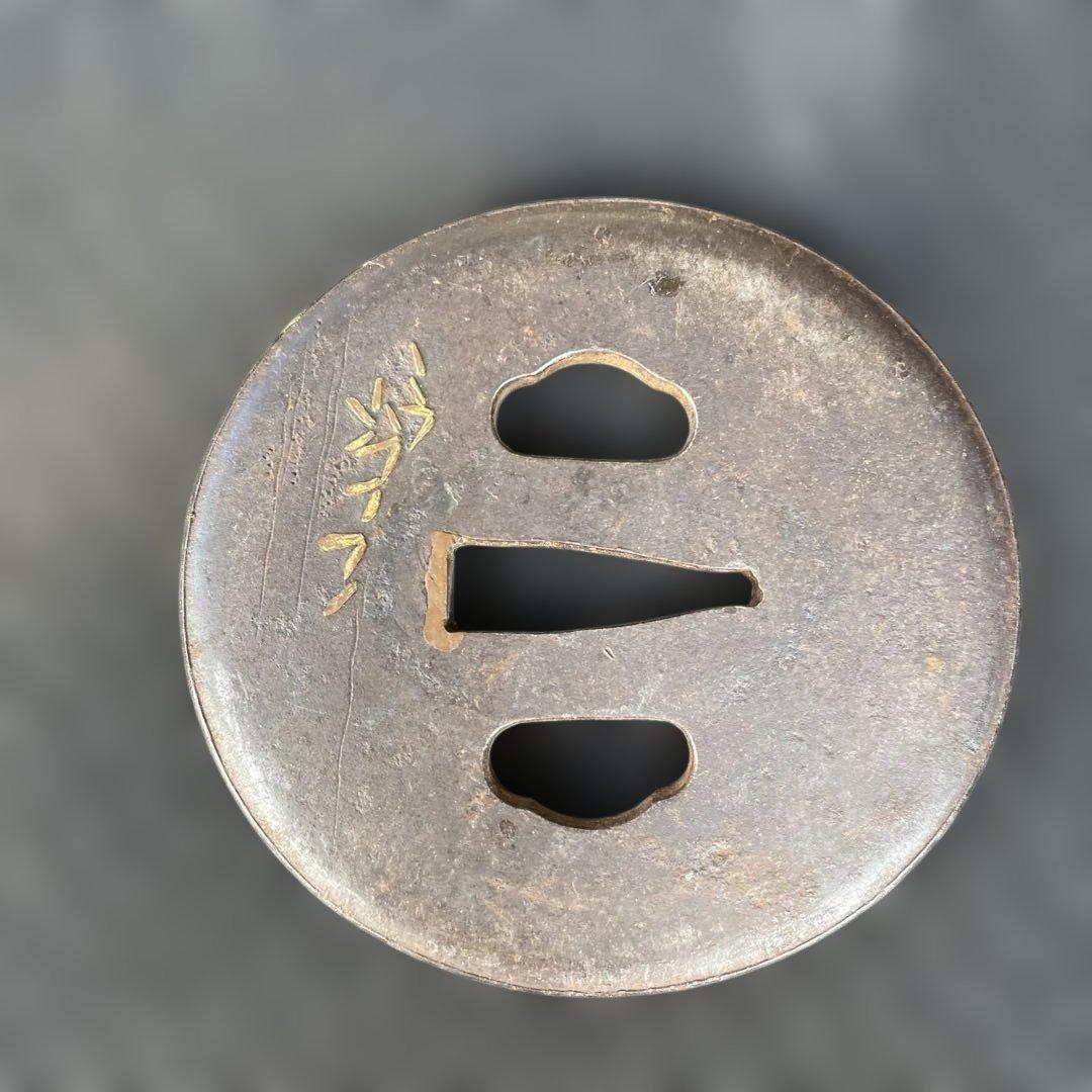 魚彫刻 金属製鍔 栄