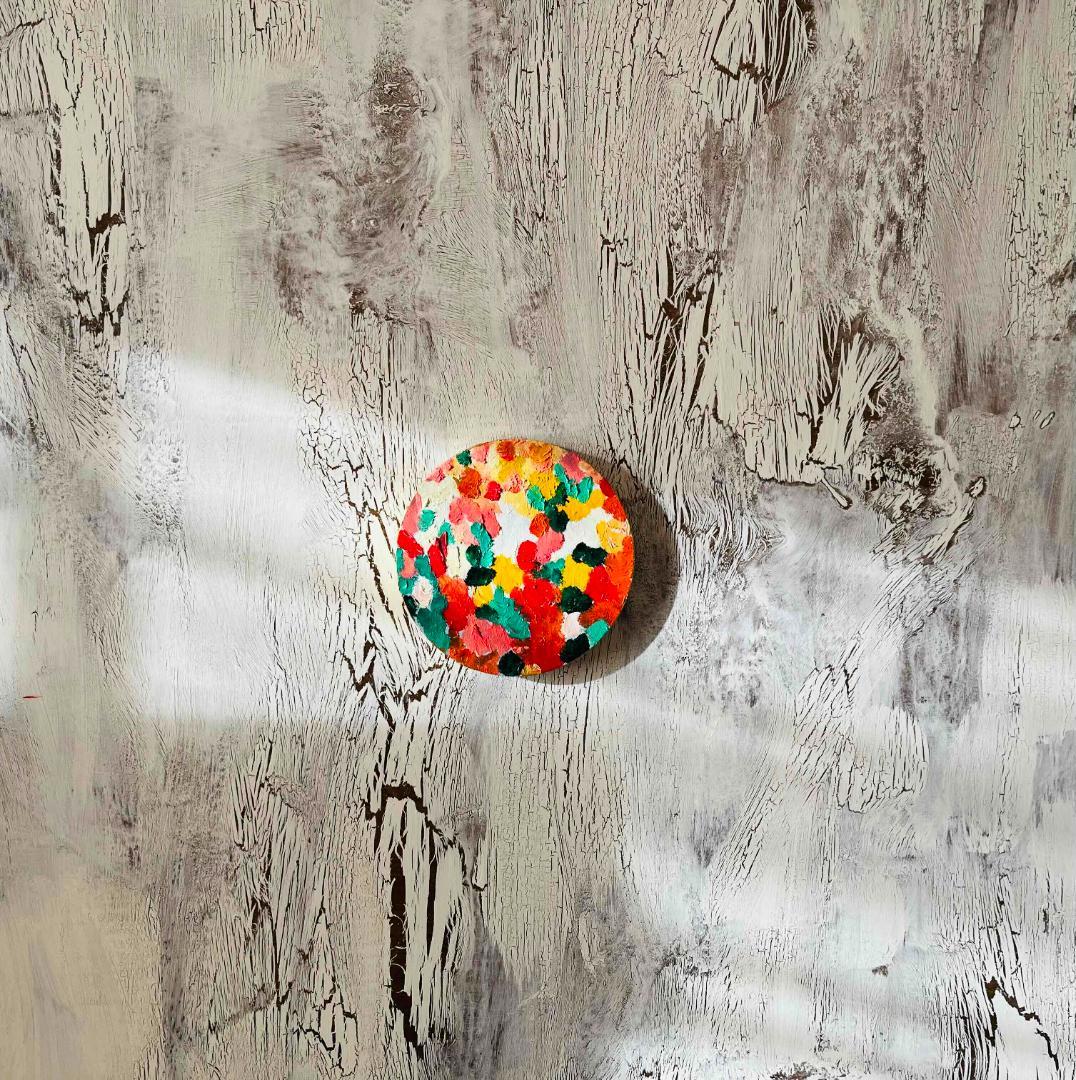 油彩 絵画 『Wild Flowers 2025』丸形 直径15cm 絵画 原画