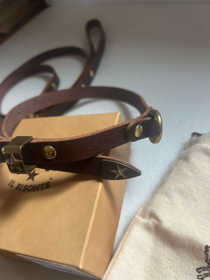 IL BISONTE 犬用品　茶　イルビゾンテ ドッグ　リード　首輪　セット