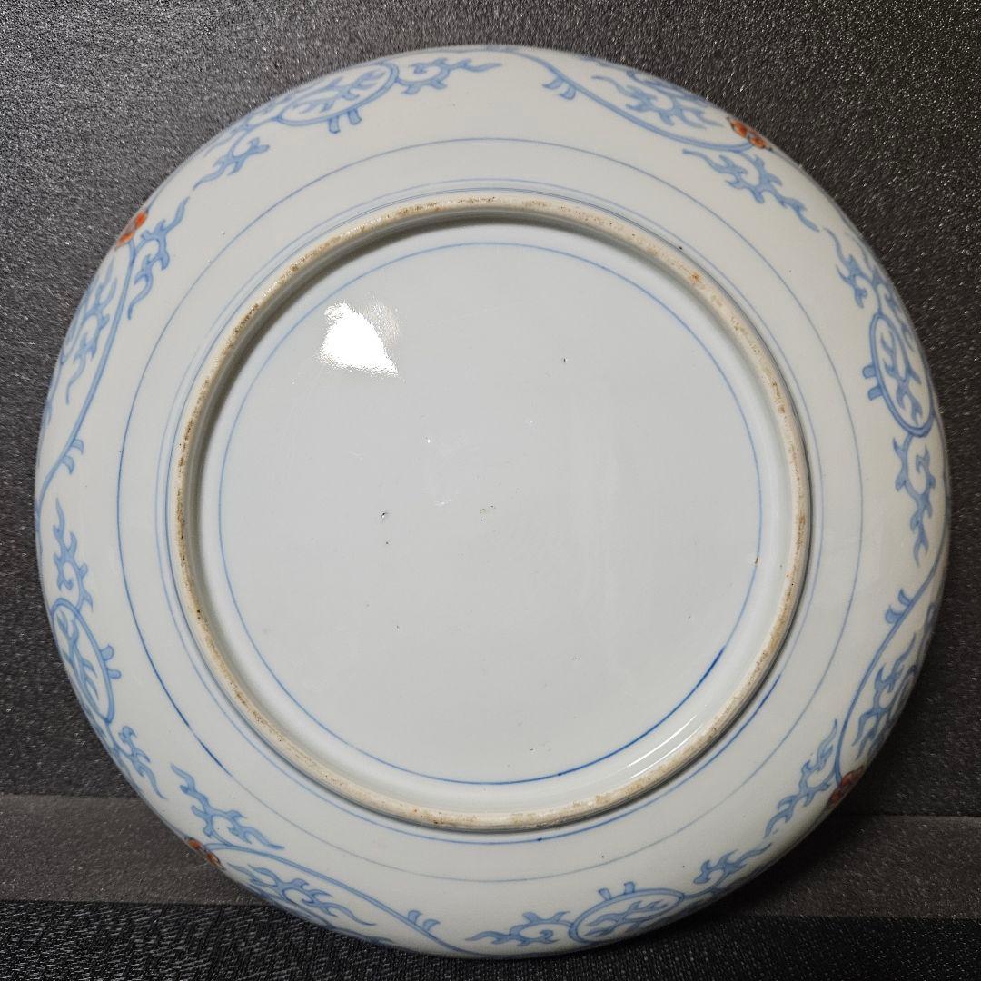 【古伊万里の上作品❗】江戸時代後期　瑠璃呉須　金彩色絵　麒麟に鳳凰に花の図　大皿
