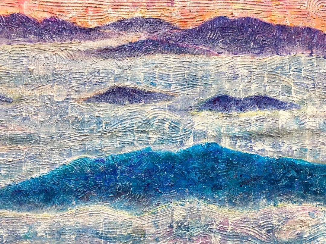 絵画　風景画　原画　アクリル　テクスチャー　山　雲海　インテリア　大作
