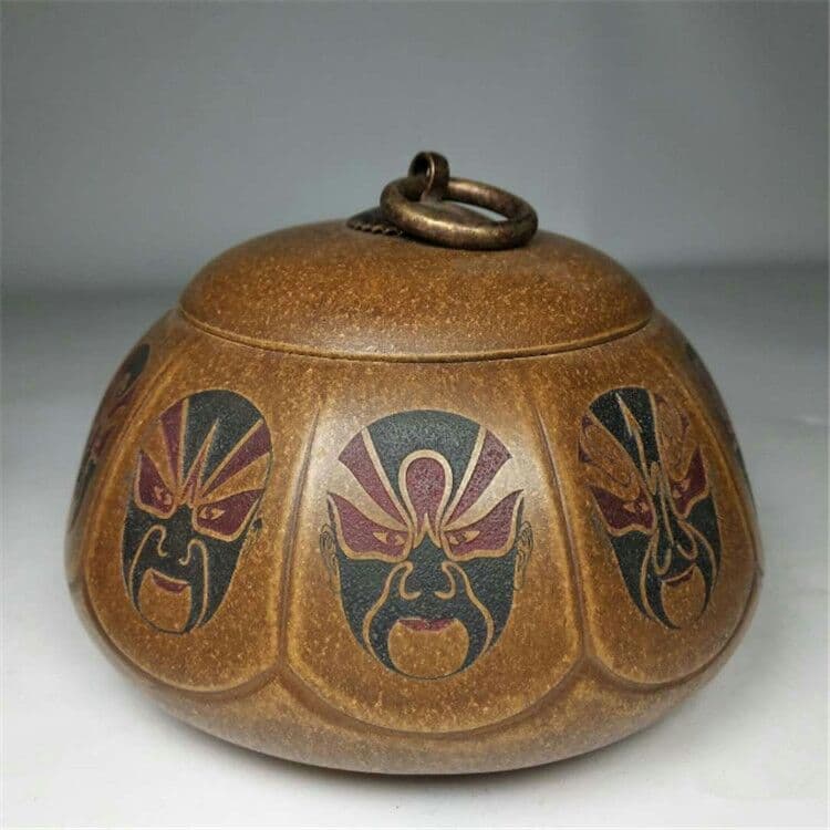 正統中国の元素の京劇の顔の大きいサイズの茶の缶