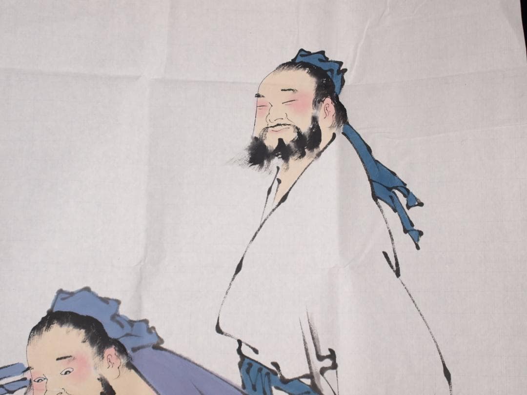 骨董市仕入れ品　中国近代の範曽の掛軸　人物図　肉筆保証 DE123C12-4