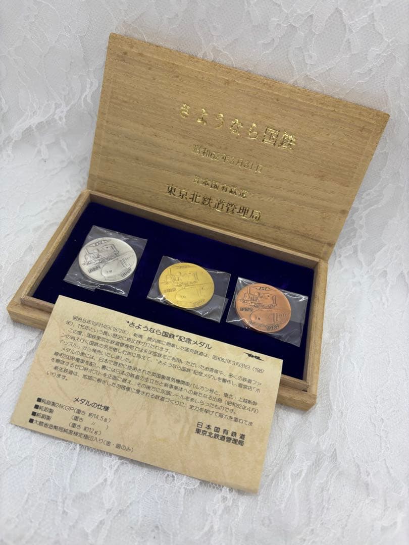 限定品 美品 さようなら国鉄記念メダルセット 昭和62年 東京北鉄道管理局 ３種