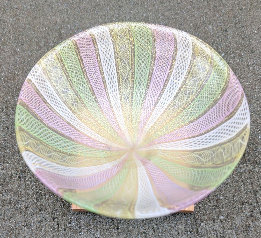 藤田喬平 手吹 　ヴェニス茶椀 　レース 　ガラス夏茶碗