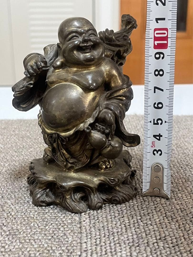 中国美術 布袋様　真鍮骨董　銅製唐物　七福神　大　縁起