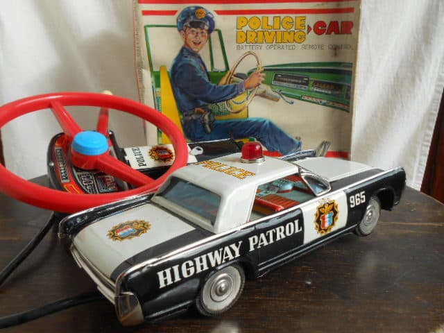 傑作!★超希少！野村トーイ NOMURA パトカー 大型 ブリキ 玩具 箱 当時