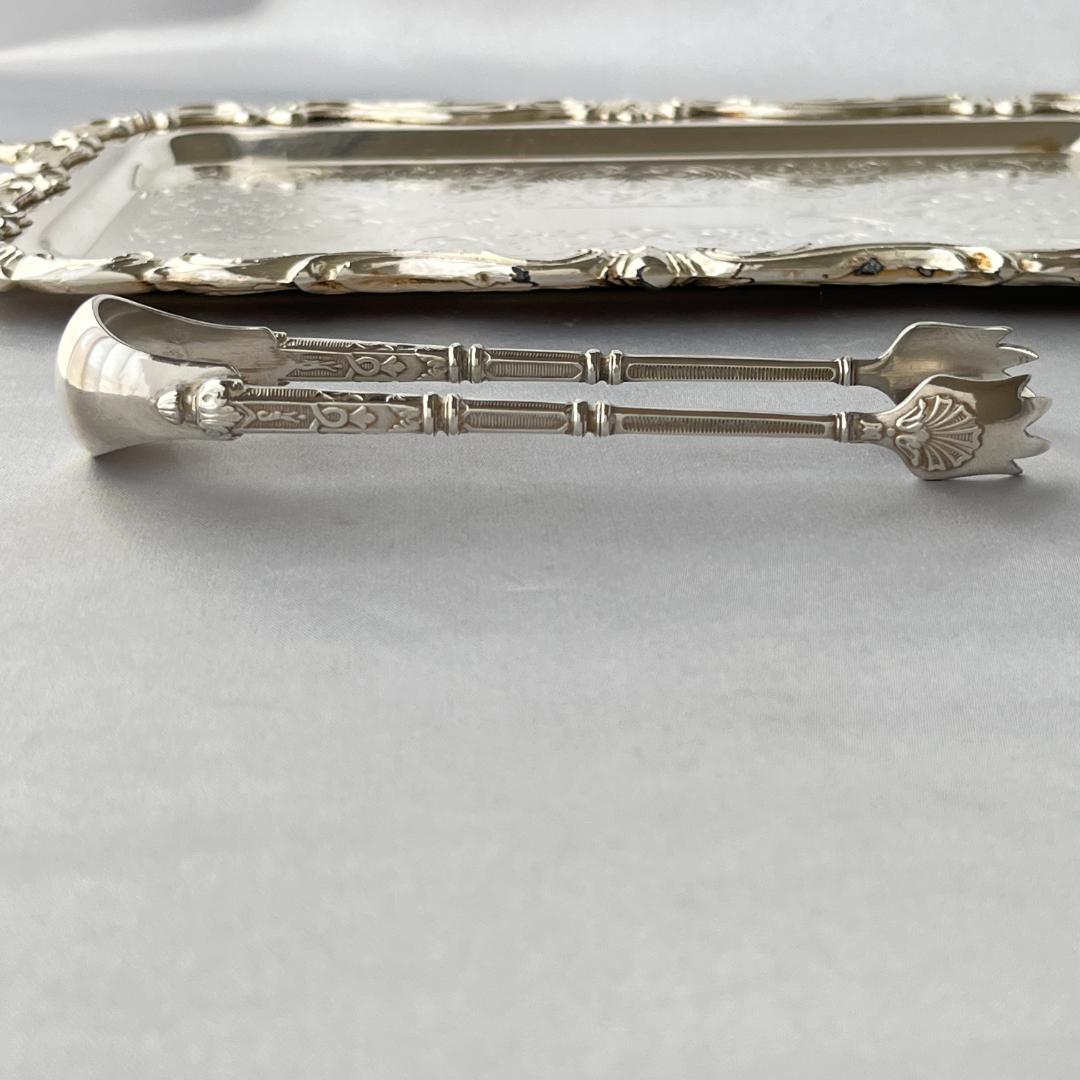 【SFAM】 ロシア様式のシュガートング 【シルバープレート】仏蘭西 13cm