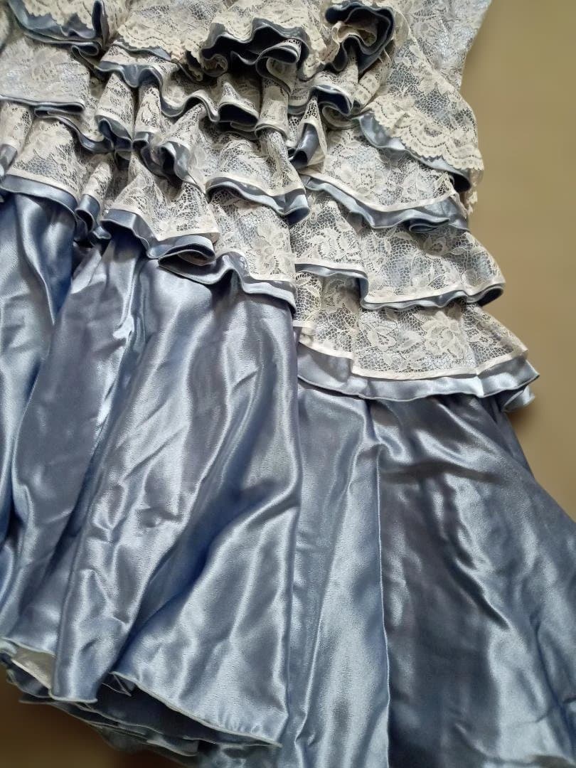 フラメンコドレス ライトブルー レース