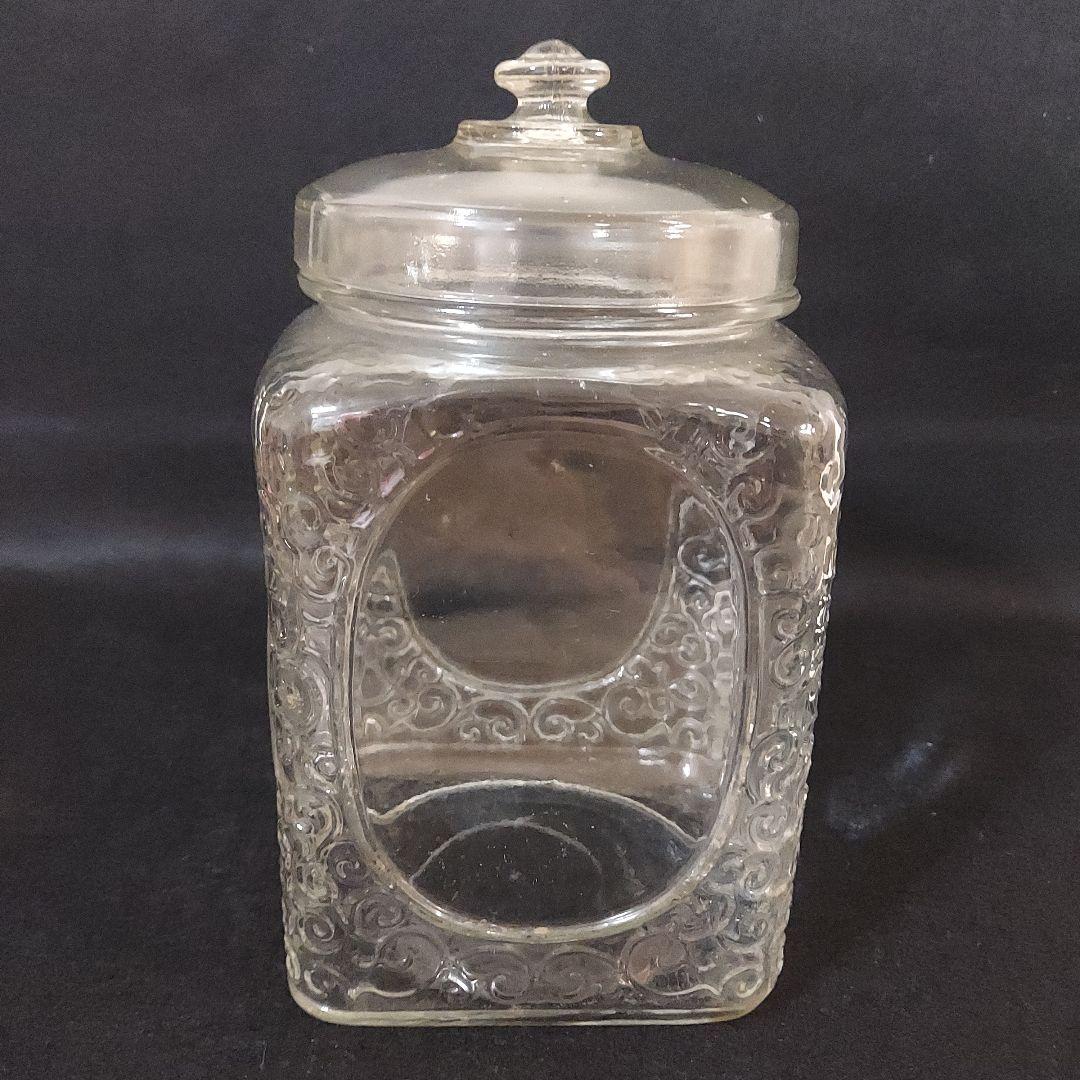 【希少】唐草文様のあめや瓶　菓子瓶　キャンディポット　 レトロ瓶