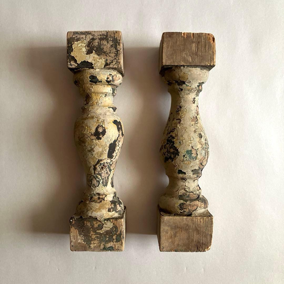 フランス アンティーク 木製ピラー シャビーシック ディスプレイ