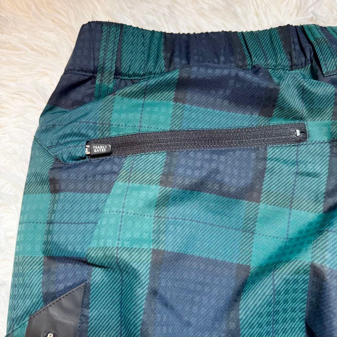 未使用級 パーリーゲイツ チェック柄 蓄熱 裏起毛 ナイロンパンツ リング付 L