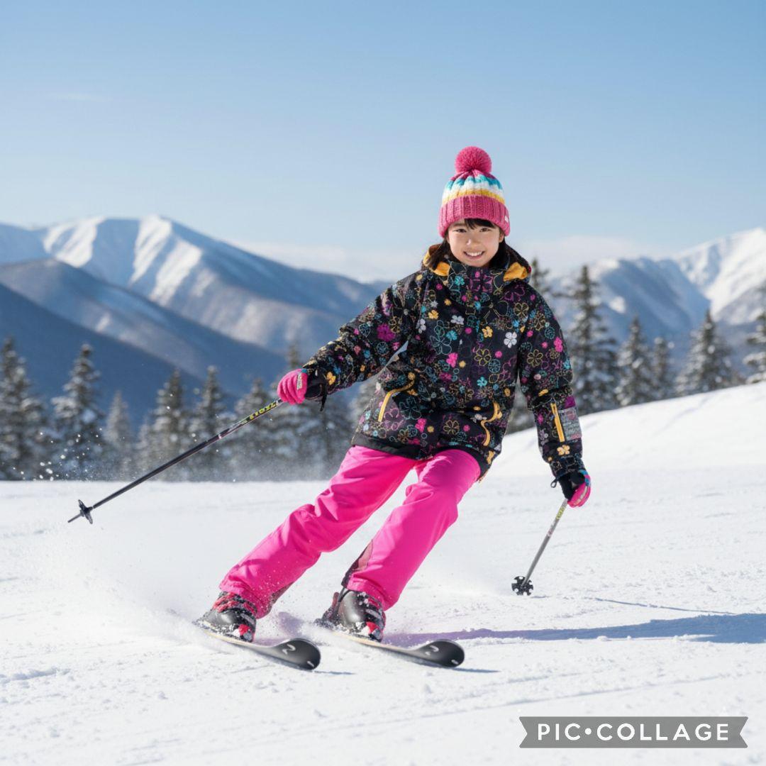 美品 Phenix スキーウェア 女の子 160 150 上下 黒×ピンク 花柄