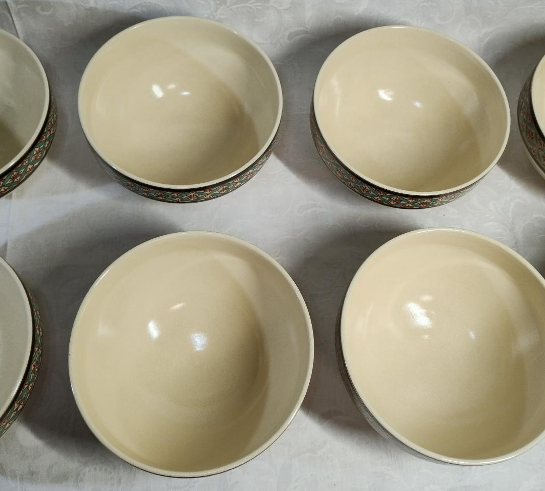 定靖　獨楽形　栄七宝　茶碗　10杯　共箱付　茶道具