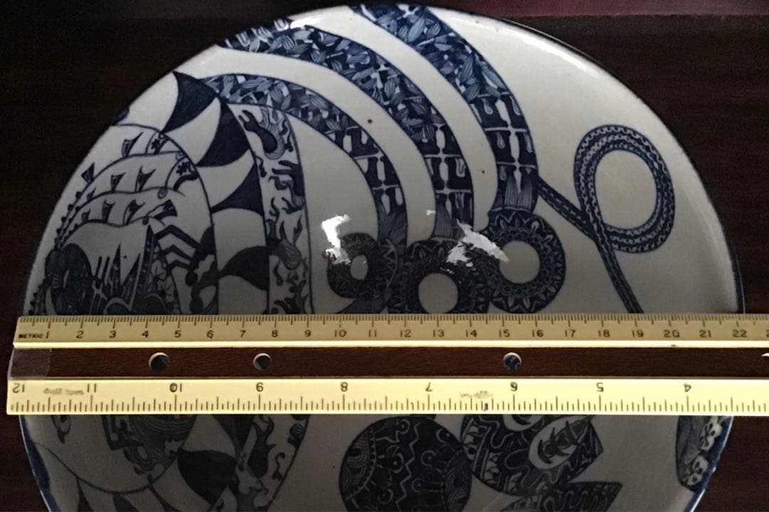 谷中耀子　染付　鉢　径22.3cm 高11.3cm個展作品