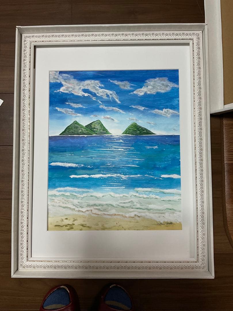 ハワイの海岸（ヤシ無し）　アクリル画　原画