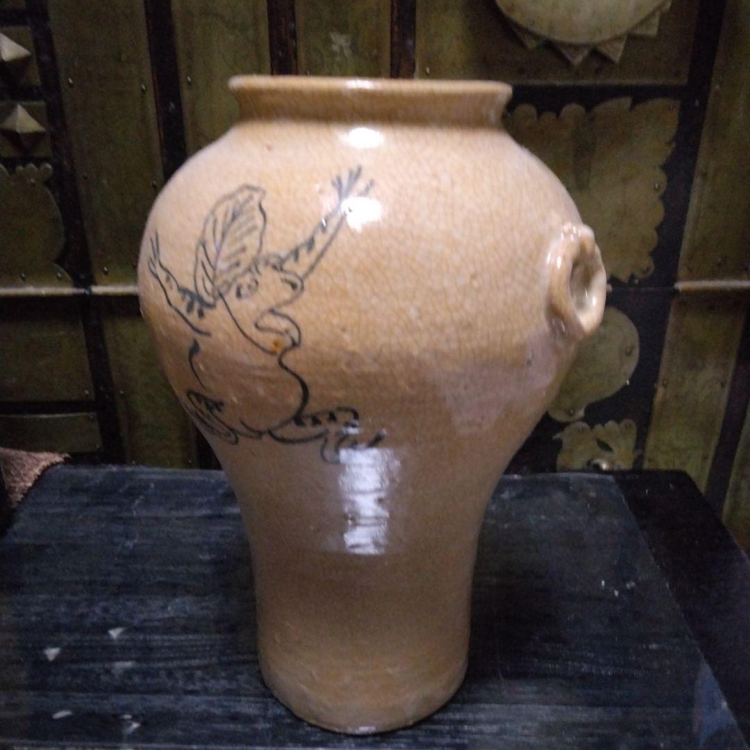 かぶと陶園 高山寺画 花生❄　専用の木箱有 鳥獣戯画 蛙 兎 うさぎ