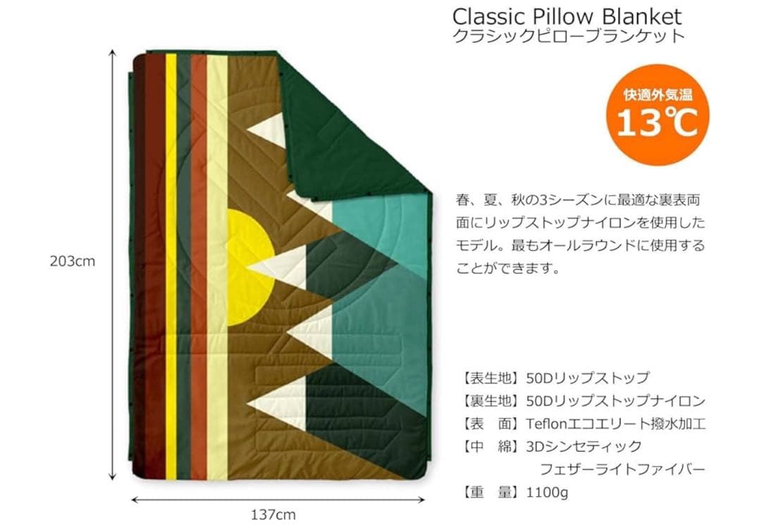 ボイテッド クラシック アウトドア ピロー ブランケット