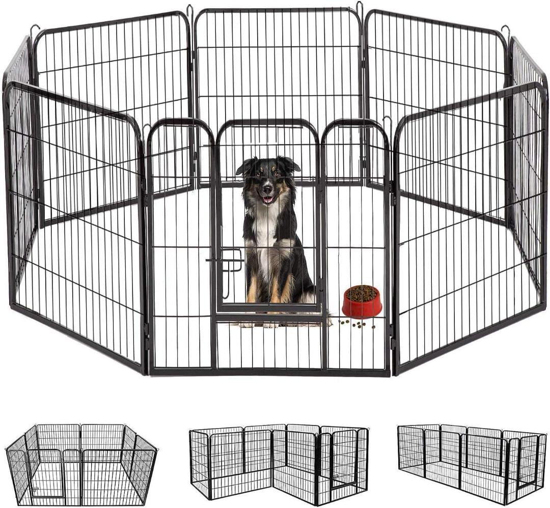 DUDULIFE ペットフェンス 大型犬用 中型犬用 ペットケージ 折り畳み式