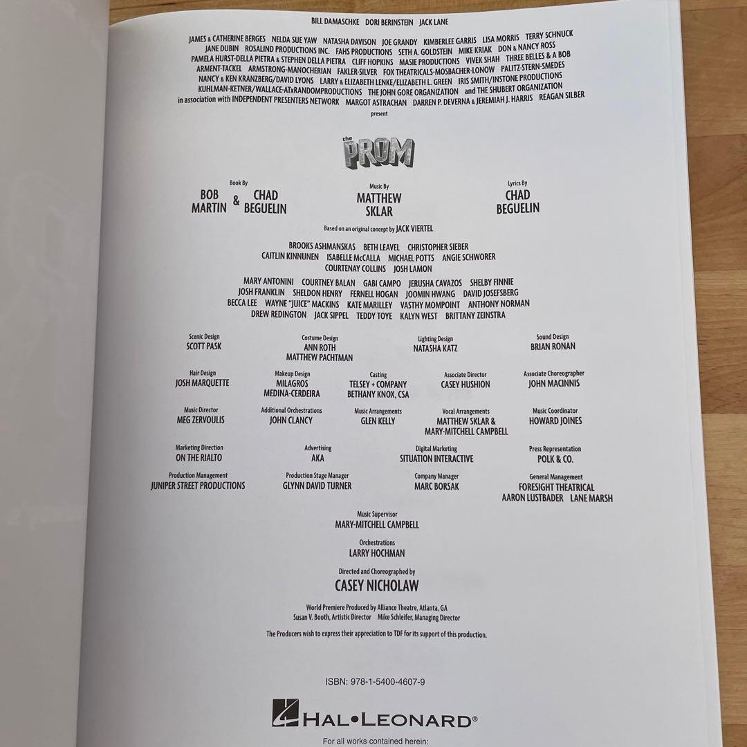 ニューヨーク　ブロードウェイ　プロム　楽譜