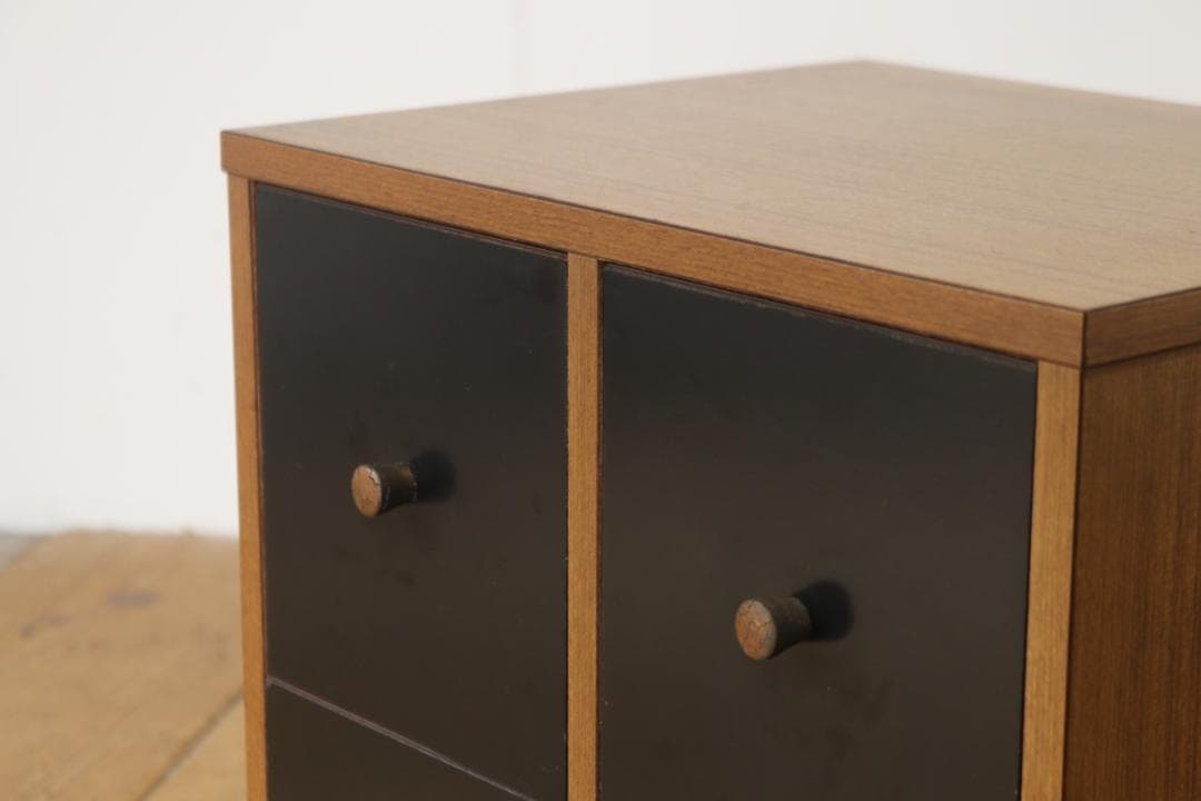 ヴィンテージ モダン 卓上 ドロワー 小物入れ 収納 ４杯 木製 メラミン化粧板