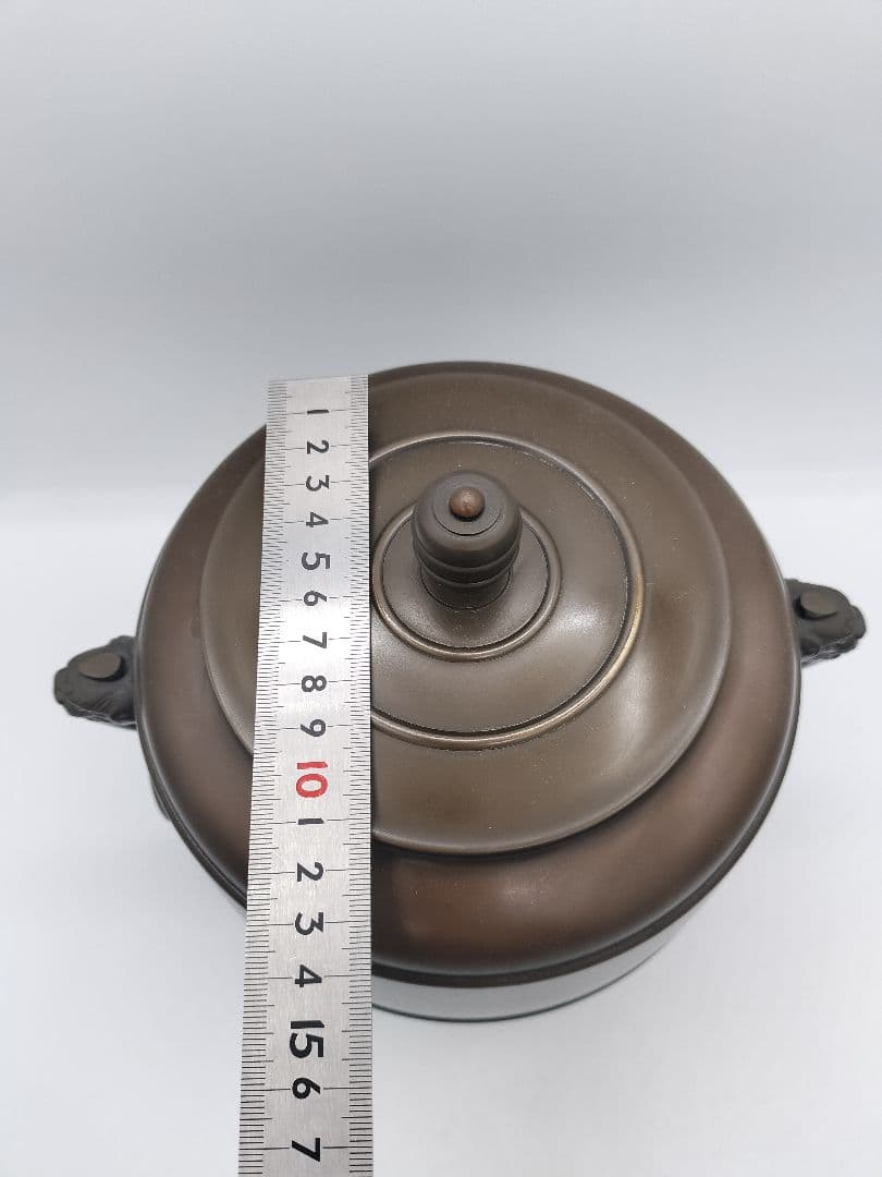 c413 唐銅皆具 鬼面遊環 八尾祥栄 木箱 茶道具 古物