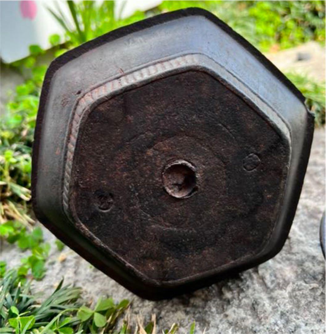 龍文堂安之助　六角鉄瓶　龍雲菊花模様　稀少