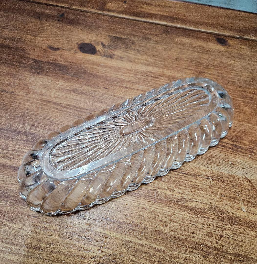 Baccarat オールドバカラ バンブー クリスタルガラスのトレイ クリア硝子