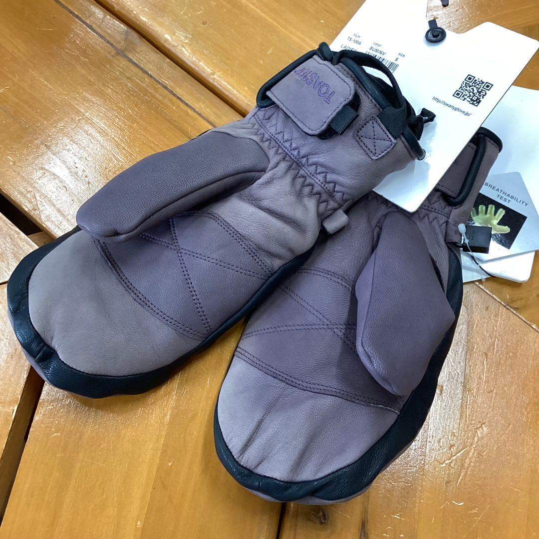 【日焼けあり】　グローブ　レザー　SWANY　レディース　スノーボード　S