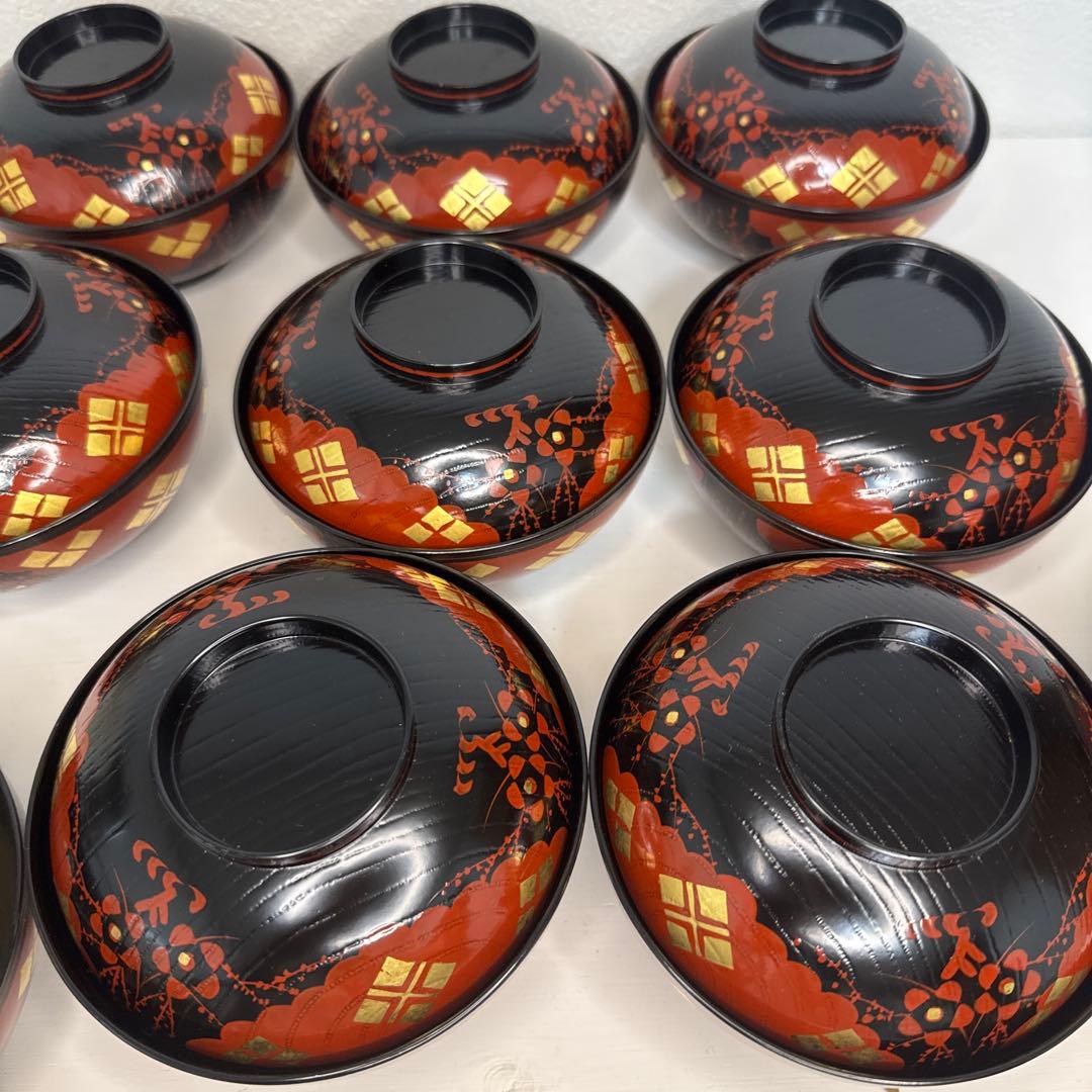茶道具『懐石道具 正法寺煮物椀　本堅地 特製請合』 漆塗り茶道具 10個セット