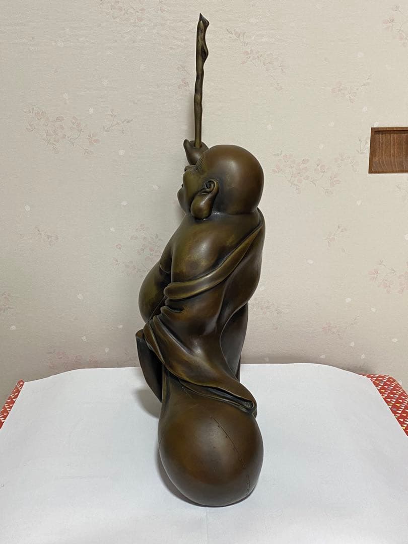 ♦️銅器 布袋様立像 置物飾り 高岡銅器？中国 真鍮製 高さ45.3cm 骨董品