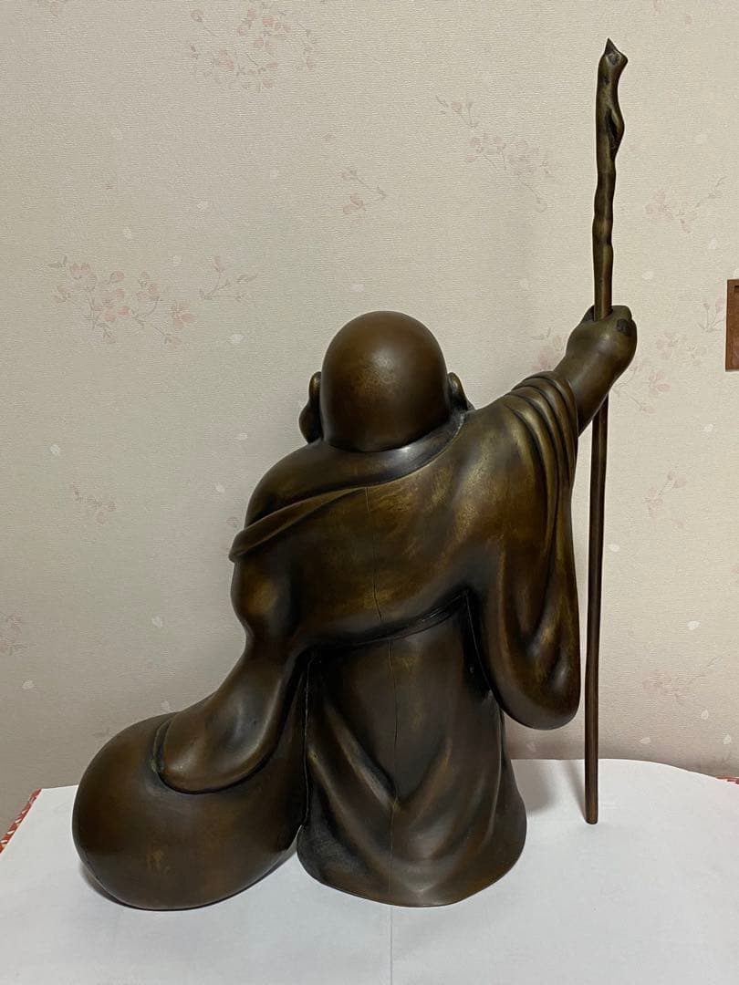♦️銅器 布袋様立像 置物飾り 高岡銅器？中国 真鍮製 高さ45.3cm 骨董品