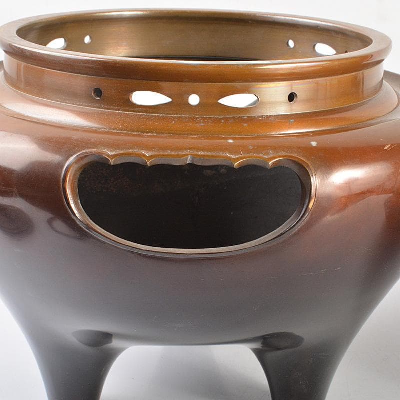 茶道具　鋳師　吉田和正造　唐銅　朝鮮風炉　鉄釜添　共箱　M　6072C