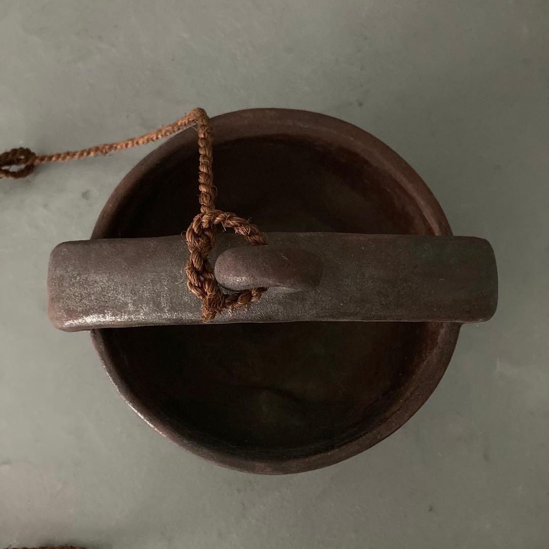 泉喜仙 大樋焼 釣瓶 花入 松雲窯 花器