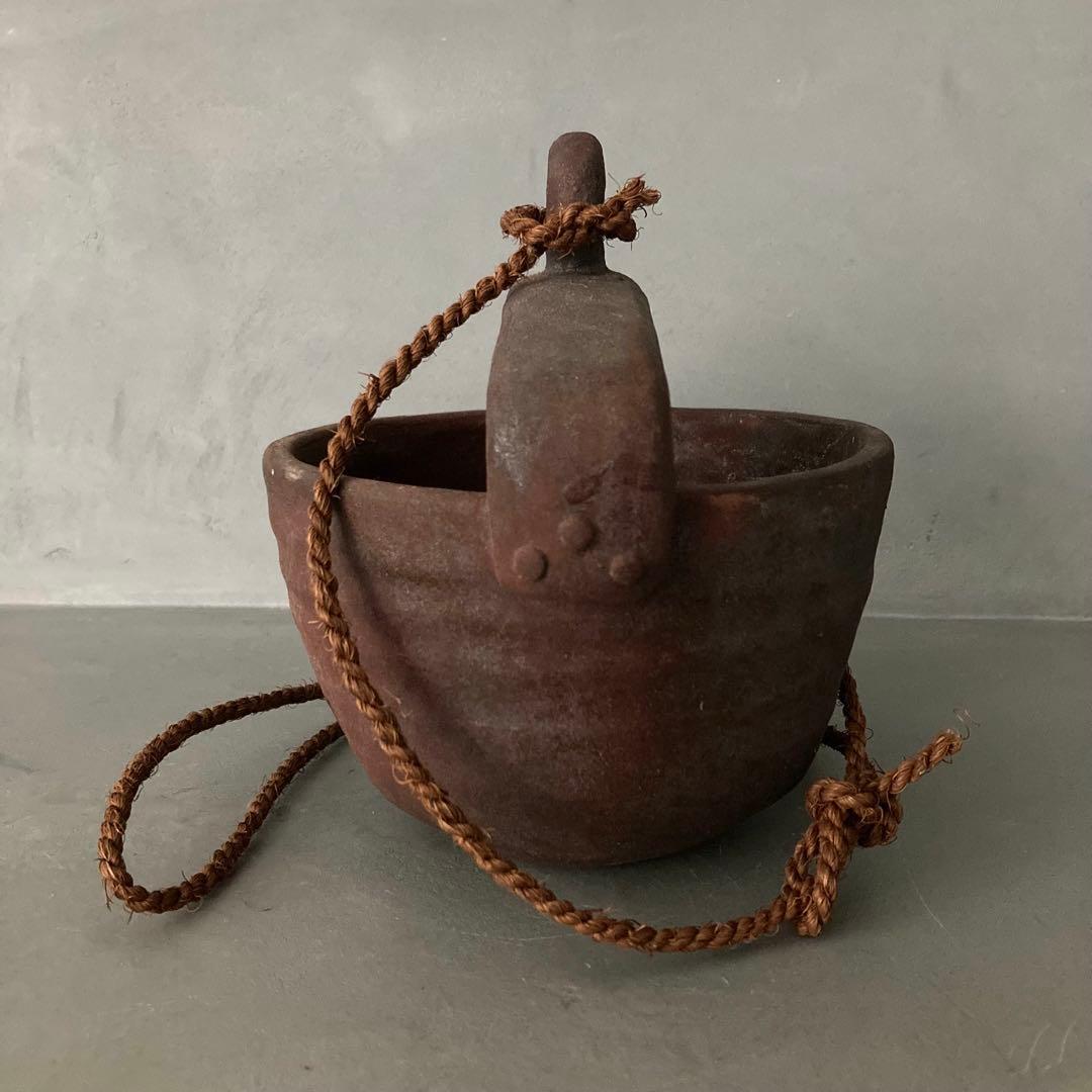 泉喜仙 大樋焼 釣瓶 花入 松雲窯 花器