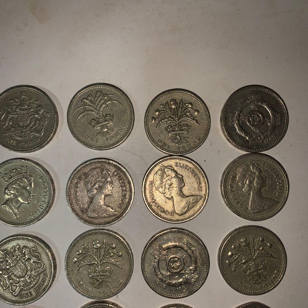 イギリスの硬貨1ポンドと20ぺんす