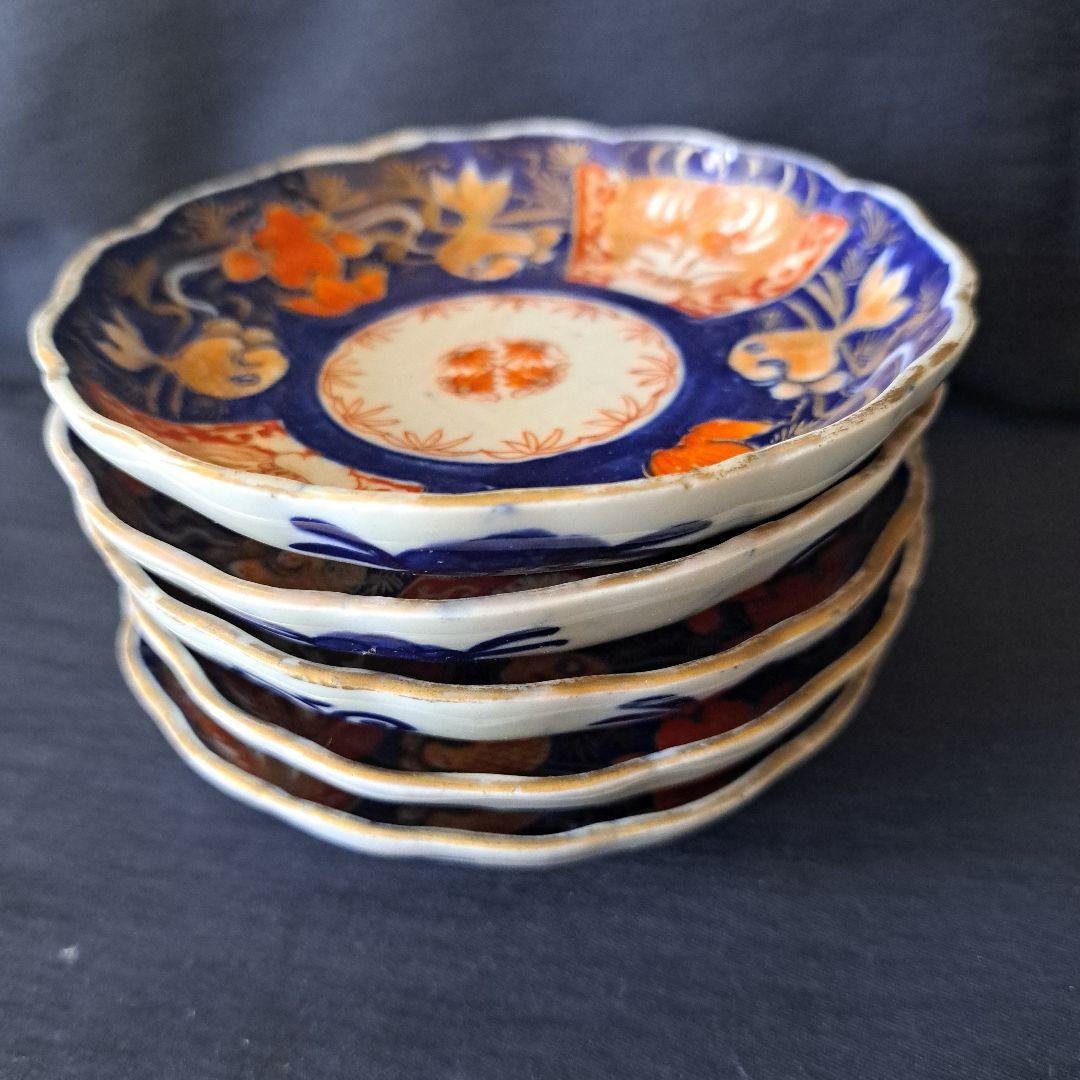 「\"金彩の金魚\"珍品な皿！」古伊万里 色絵皿(直径11cm) 3客セット 骨董ア