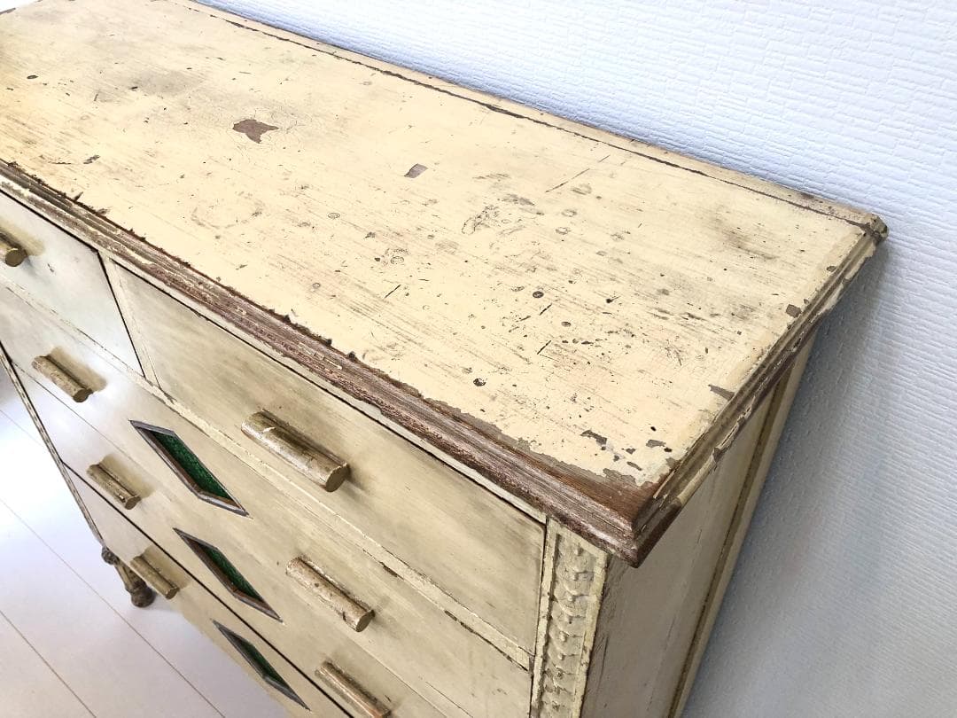 【フランス アンティーク家具】シャビーシック アンティークチェスト キャビネット