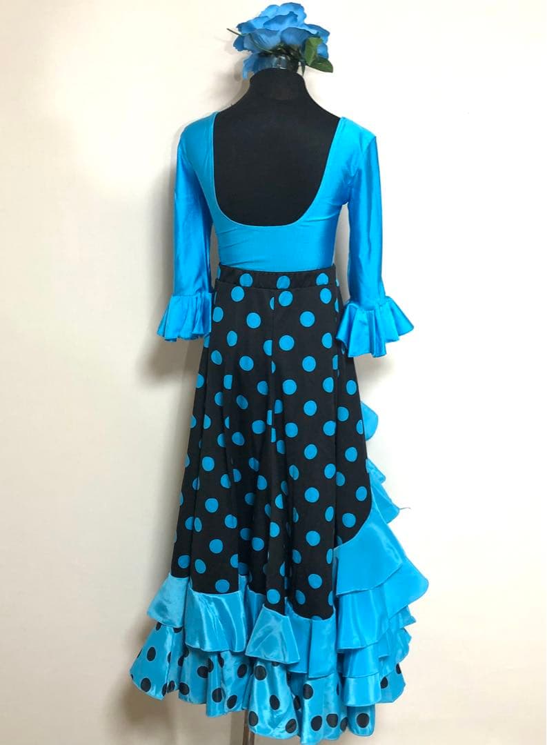 スペイン直輸入★10歳用ファルダセット　トルコ黒ドット