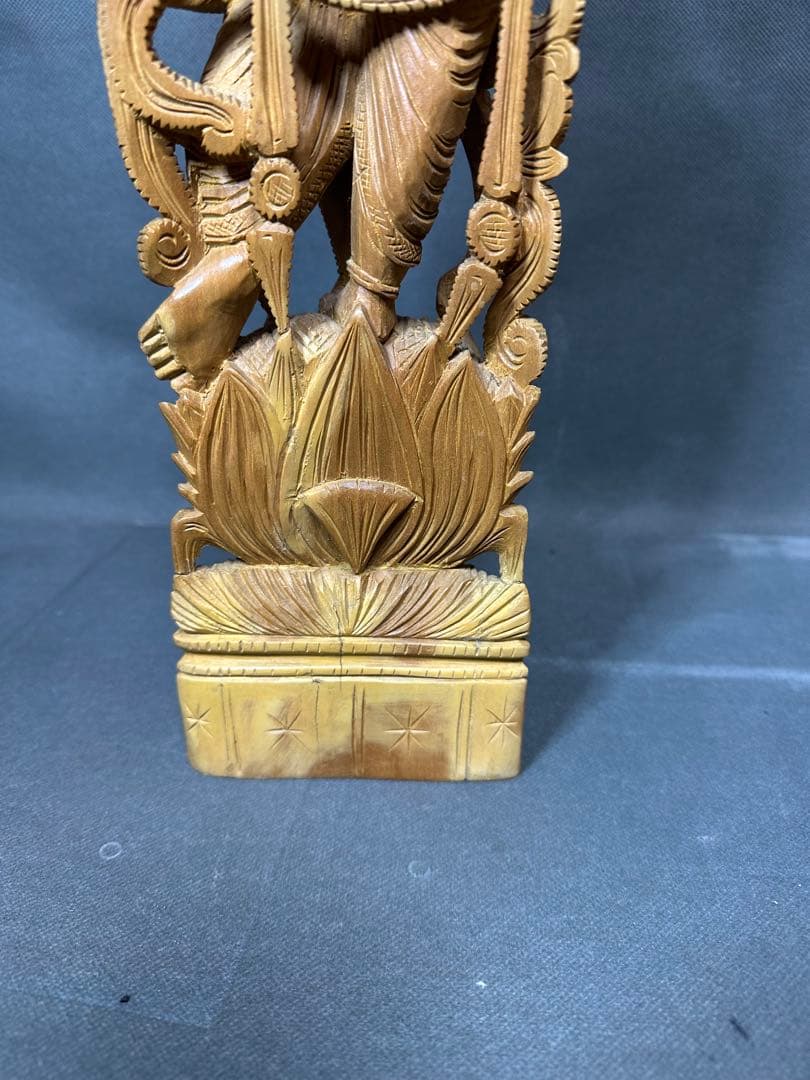 インド　白檀　木彫り　弁財天　仏教美術　仏像 骨董 木像　木製　仏教　密教