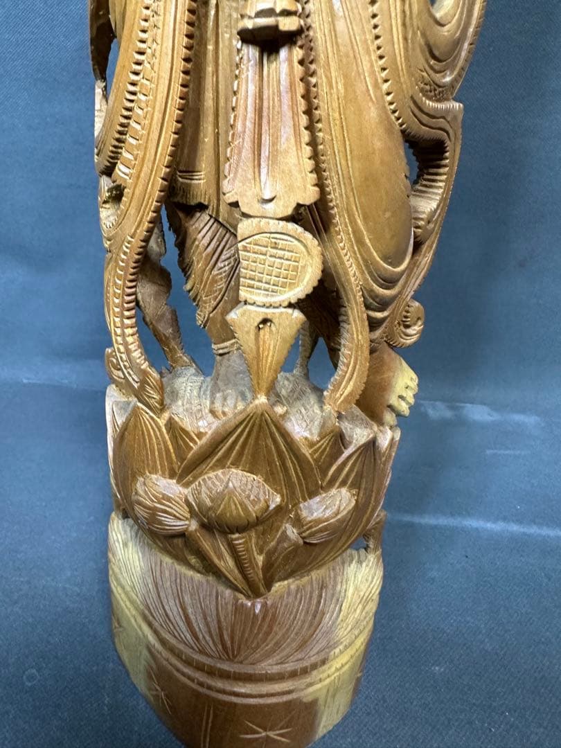 インド　白檀　木彫り　弁財天　仏教美術　仏像 骨董 木像　木製　仏教　密教