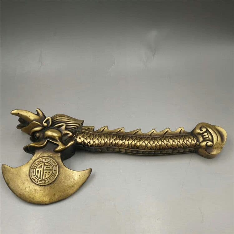 古玩工芸品の銅福の斧は古いです。パラジウムの置物です