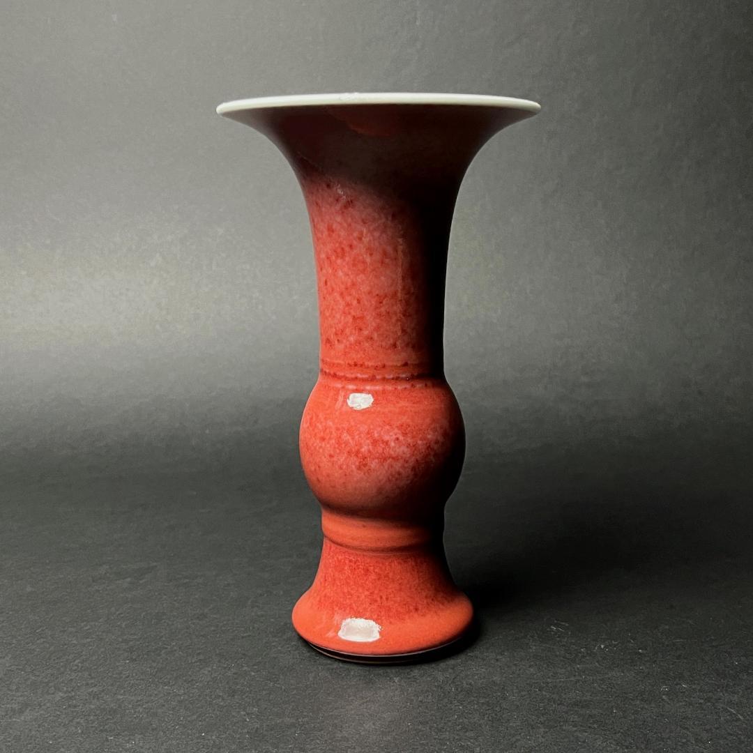 唐物 辰砂 尊式瓶 大清康煕年製 款 中国美術 古玩 SN829