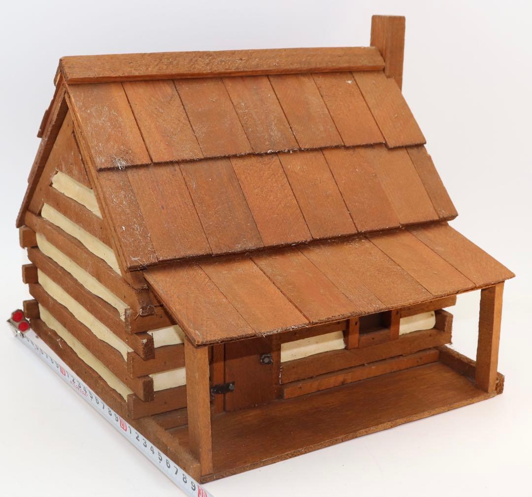 カントリー・アート 木製ミニチュアログハウス風小物入れ